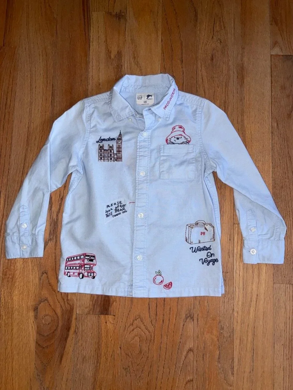 Baby Gap x Paddington Blue Embroidered London Oxford Shirt 5Y